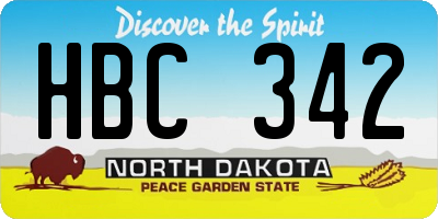 ND license plate HBC342