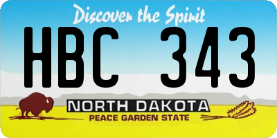 ND license plate HBC343