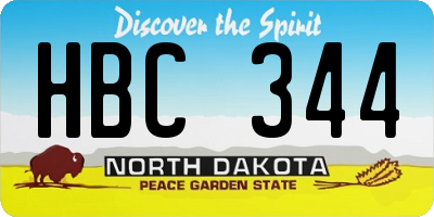 ND license plate HBC344