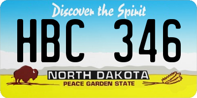ND license plate HBC346