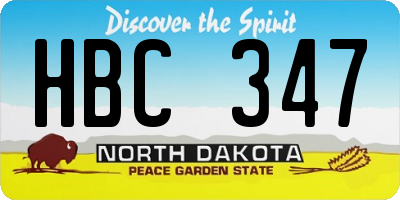 ND license plate HBC347