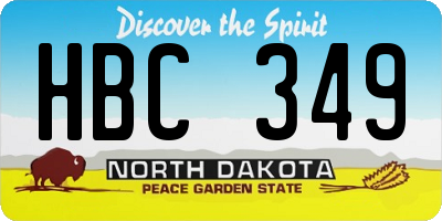 ND license plate HBC349