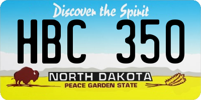 ND license plate HBC350