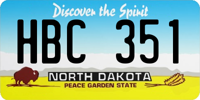 ND license plate HBC351