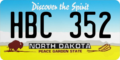 ND license plate HBC352