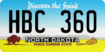 ND license plate HBC360