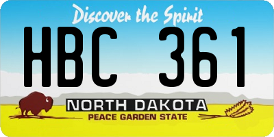 ND license plate HBC361