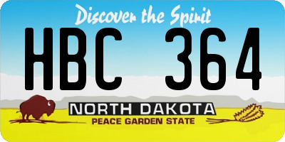 ND license plate HBC364