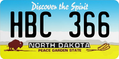 ND license plate HBC366