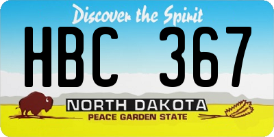 ND license plate HBC367