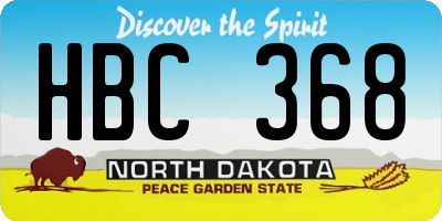 ND license plate HBC368