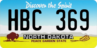 ND license plate HBC369