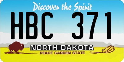 ND license plate HBC371