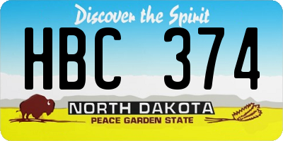 ND license plate HBC374