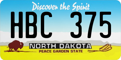 ND license plate HBC375