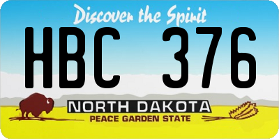 ND license plate HBC376