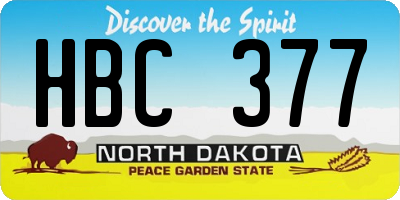 ND license plate HBC377