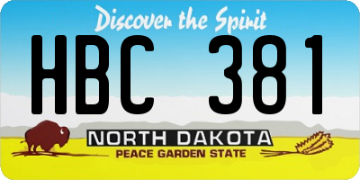 ND license plate HBC381