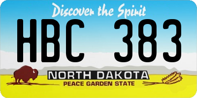 ND license plate HBC383