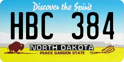 ND license plate HBC384