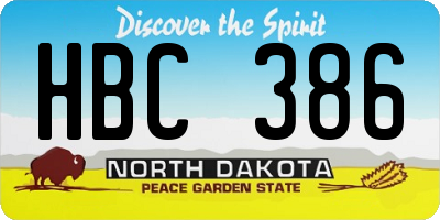 ND license plate HBC386