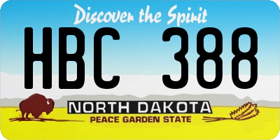 ND license plate HBC388