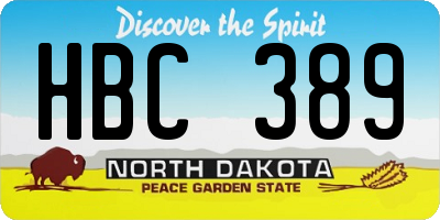 ND license plate HBC389