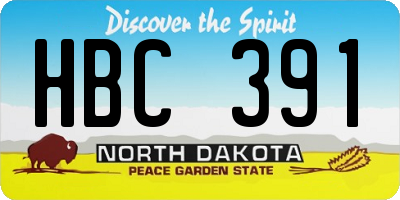 ND license plate HBC391