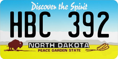 ND license plate HBC392