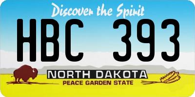 ND license plate HBC393