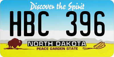 ND license plate HBC396