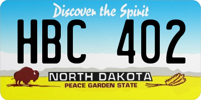 ND license plate HBC402