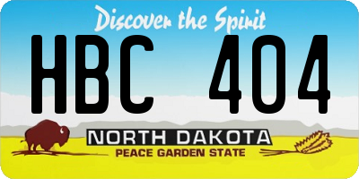 ND license plate HBC404