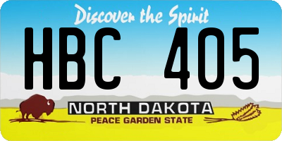 ND license plate HBC405