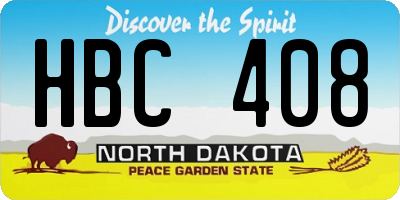 ND license plate HBC408