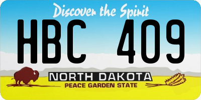 ND license plate HBC409