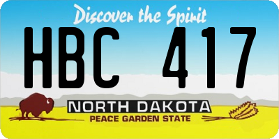 ND license plate HBC417