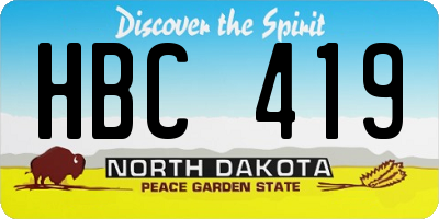 ND license plate HBC419