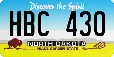 ND license plate HBC430