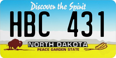 ND license plate HBC431