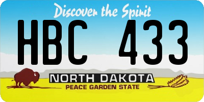 ND license plate HBC433