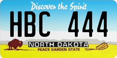 ND license plate HBC444