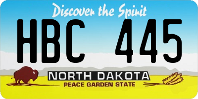 ND license plate HBC445