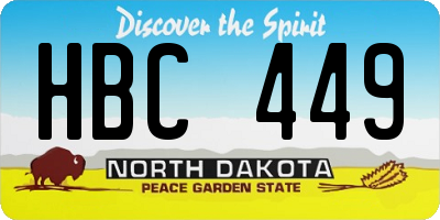 ND license plate HBC449