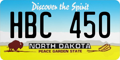 ND license plate HBC450