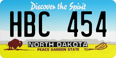 ND license plate HBC454