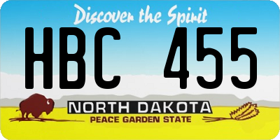 ND license plate HBC455