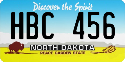 ND license plate HBC456