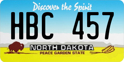 ND license plate HBC457