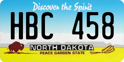 ND license plate HBC458